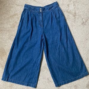 WRAP LONDON High-Rise Wide Leg Lightweight Denim Crop Jeans Sz 10